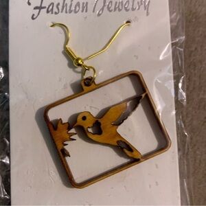 Wooden Humming bird earrings